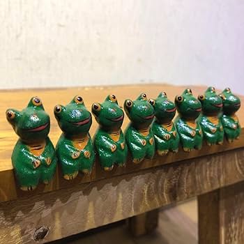 Amazon.co.jp: カエル君8匹組 蛙の木彫り人形 バリ雑貨 バリ島